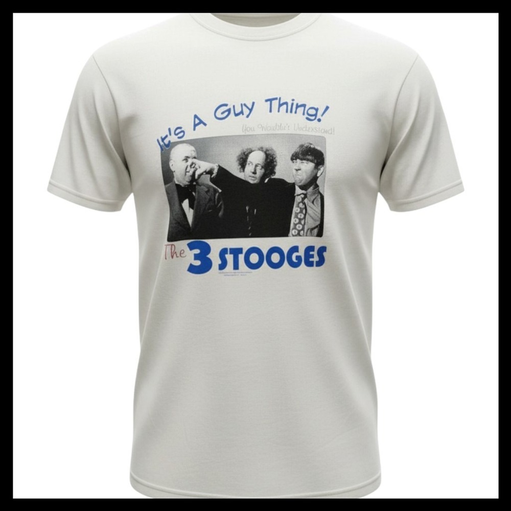 Jerzees The Three Stooges Its A Guy Thing Graphic Tee White XL Short Sleeve